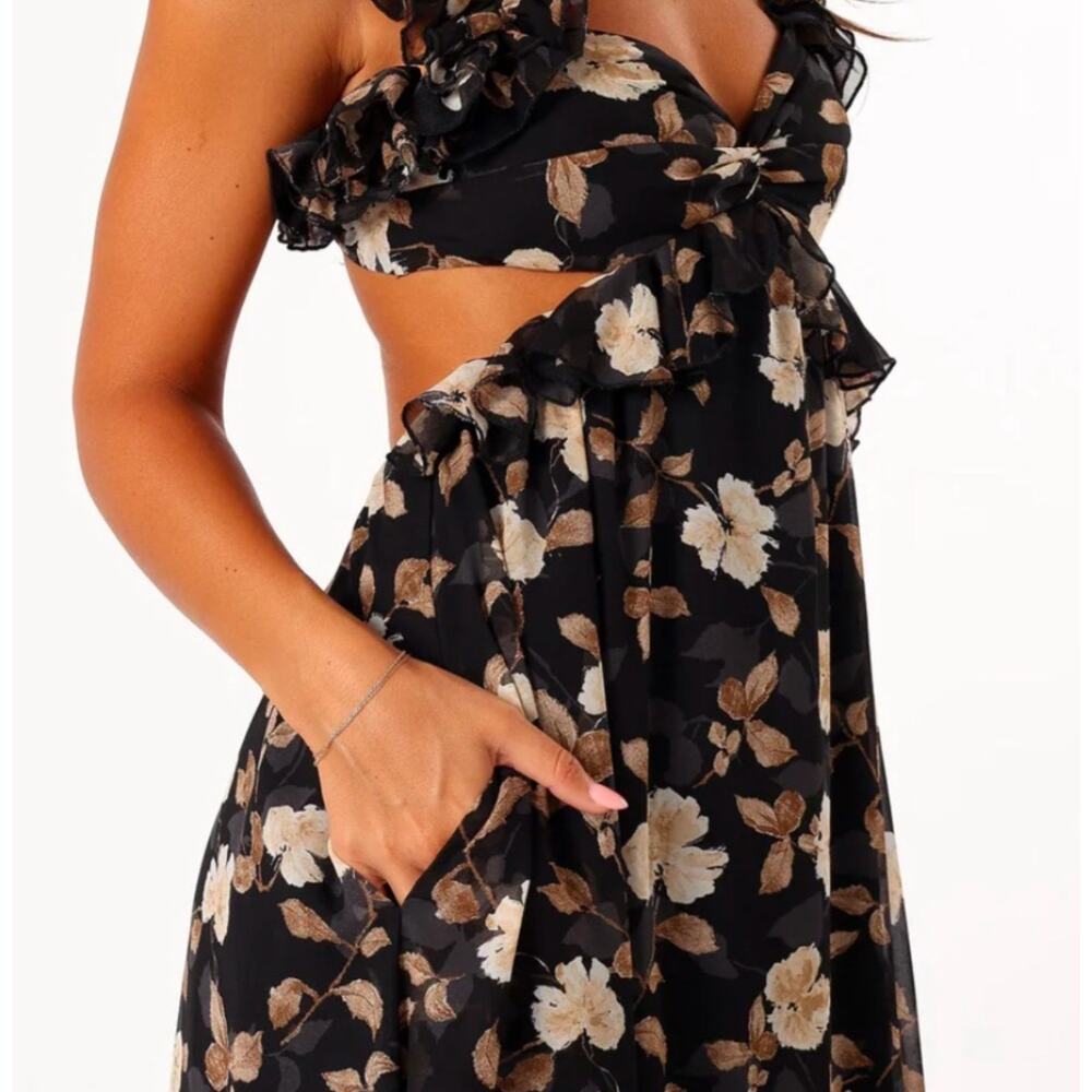 Petal & Pup Lucah Dress Size Large Frill Floral Maxi Wedding Formal Cocktail Blk - Picture 5 of 16